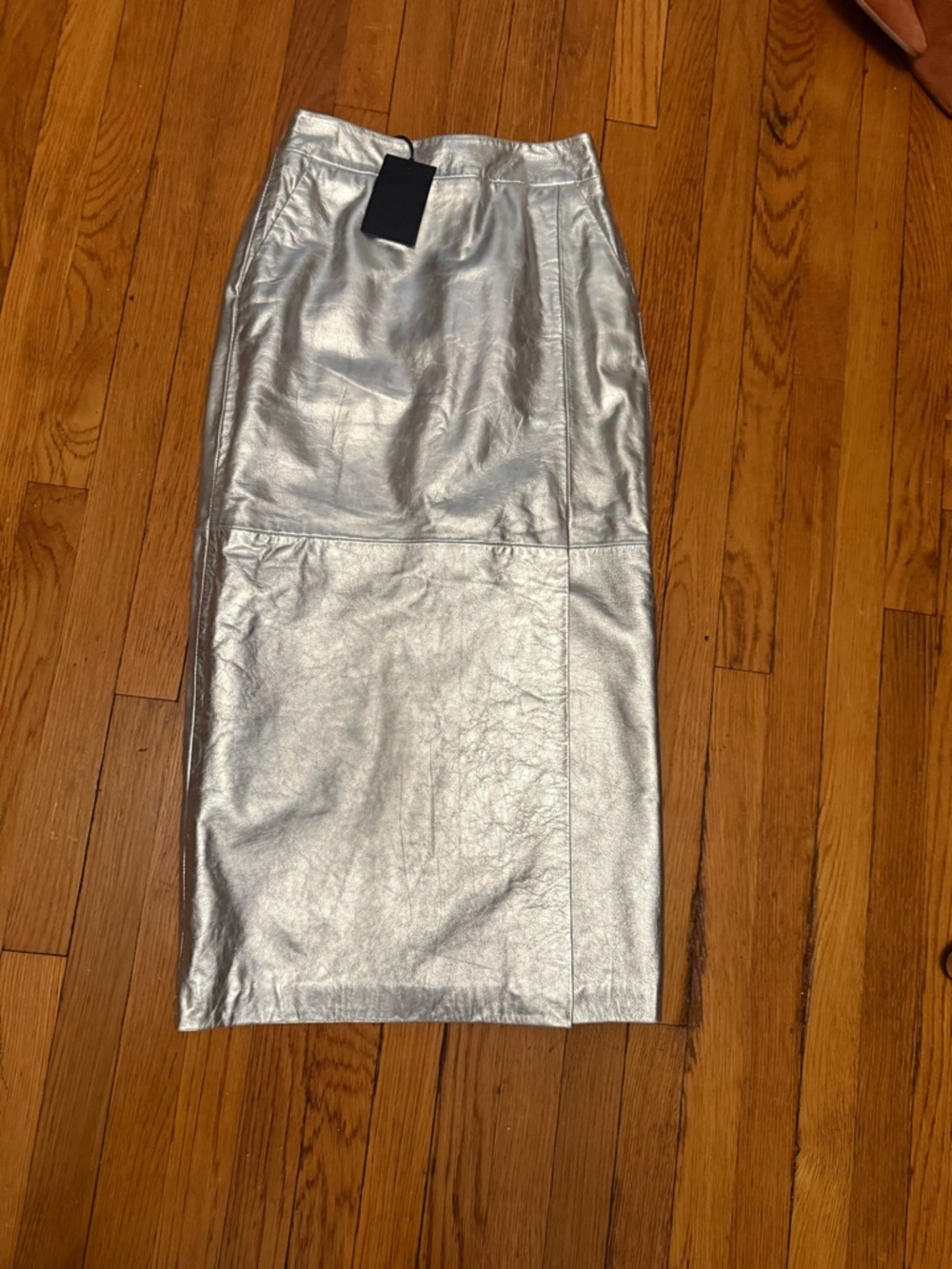 Sleek Silver Midi Pencil Skirt